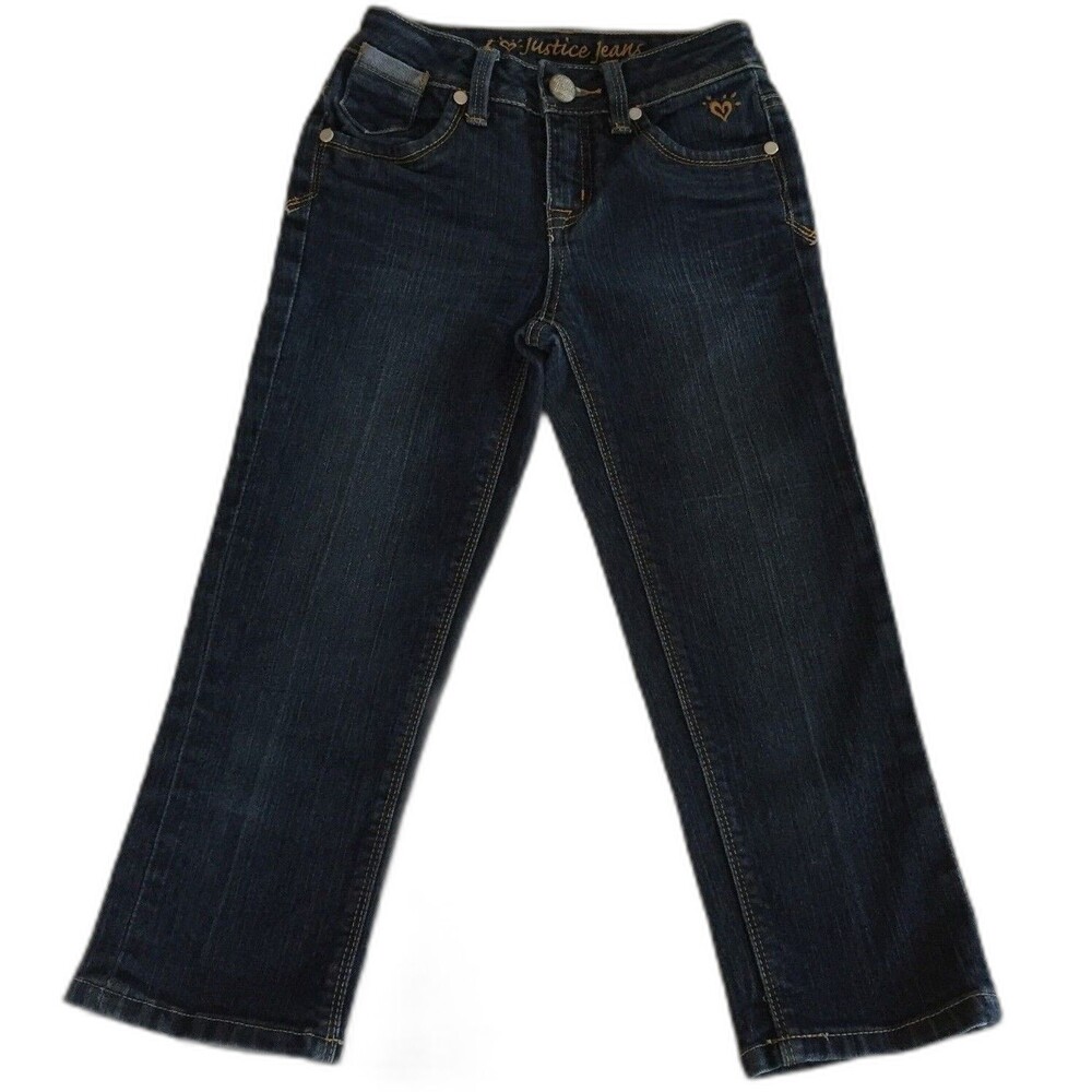 Justice Girls Straight Leg Dark Wash Blue Jeans Size 10 S